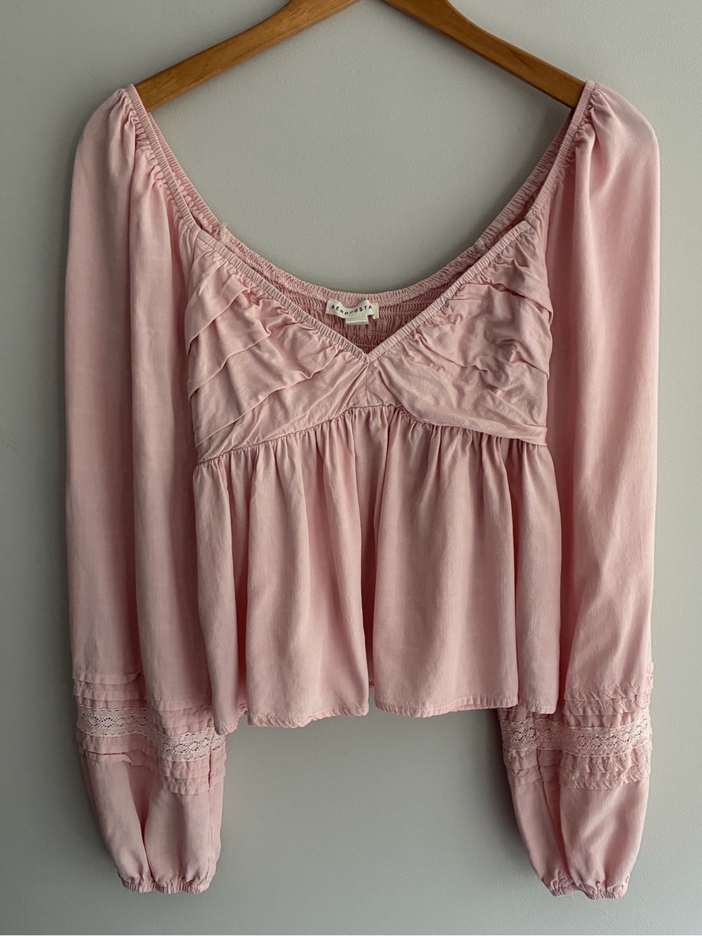 Aeropostale Light Pink Peasant  Blouse Medium